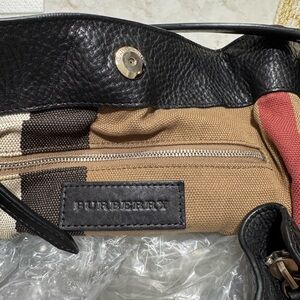 Burberry Black and Tan Canvas Handbag